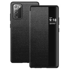 Note 20 Flip Case for Samsung Galaxy Note 20 5G Case, Clear View Slim PU Leather Shockproof Cover for Samsung Note 20 Phone Case Rugged Hard PC Silicone 360 Anti-Scratch Protective Case (Black)