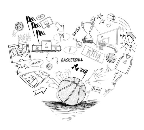 Photo a heart shape basketball doodle