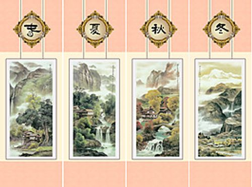 春夏秋冬四联幅