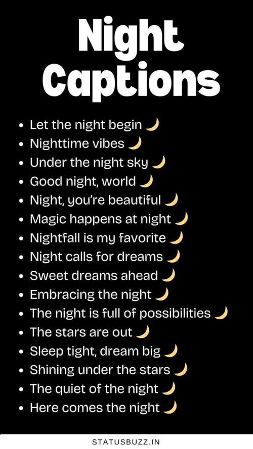 200+ Night Captions & Quotes For Instagram - StatusBuzz in 2025 | Clever captions for instagram, Dope captions for instagram, Instagram captions clever