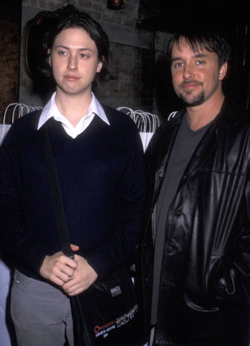 Actor Wiley Wiggins and Richard Linklaker attend the premiere party for "Waking Life" on October 12, 2001 at the Evelyn Lounge in New York City.