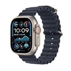 Apple Watch Ultra 2 [GPS + Cellular, 49mm] Natural Titanium Case with Navy Ocean Band, One Size (Renewed)