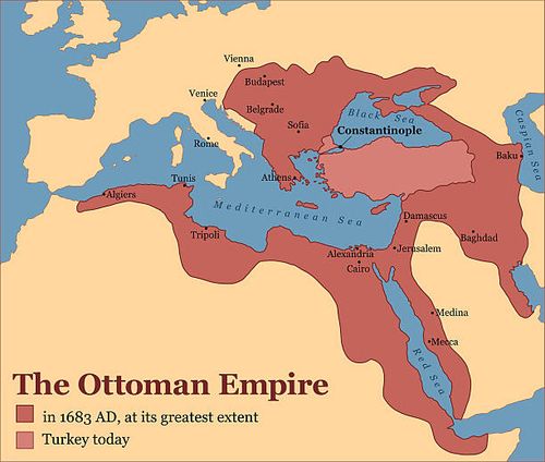 Ottoman Empire Turkey The Ottoman Empire at its greatest extent in 1683, and Turkey today. Vector illustration. ottoman-empire-map stock illustrations