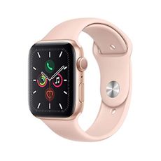 Apple Watch Series 5 (GPS, 44MM) - Gold Aluminum Case with Pink Sand Sport Band (Renewed)