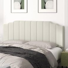 Befurtori King Size Headboard Only, Velvet Wall Mounted Headboard King for Adjustable Bed Modern Upholstered Head Board Easy Assembly, Cream