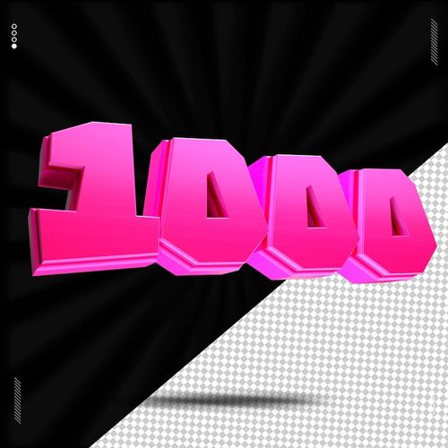 PSD 3d render número 1000 fonte rosa