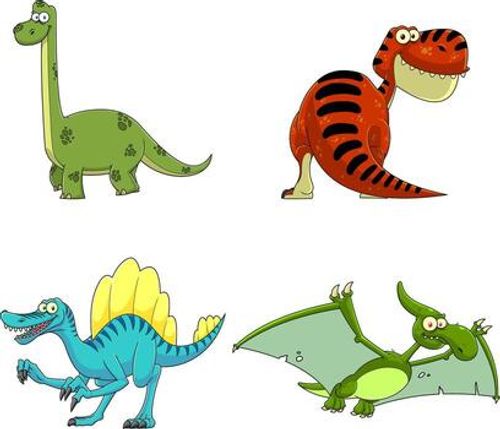 Dinosaur Cartoon Characters. Hand Drawn Collection Set vector