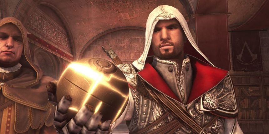 Assassins Creed Brotherhood Ezio Holding An Apple Of Eden