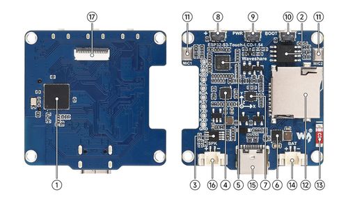 ESP32-S3 1.54inch LCD display development board, onboard components