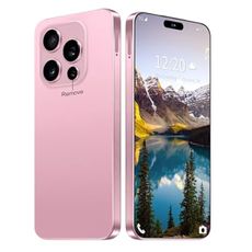 BVNA I16PROMAX 16GB+1TB 6.99" HD Screen Smartphone Unlocked Cell Phone,Battery 7000mAh Unlocked The Phone, Android 14 Fingerprint Button Unlock/Photos/Face ID/Dual SIM/5G/GPS (Pink, 16+1TB)