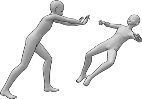 Pose Reference- Knocked down pose - Anime base male getting pushed and knocked down pose