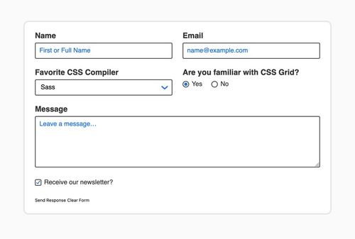 Black outline containers with blue sample text inside.