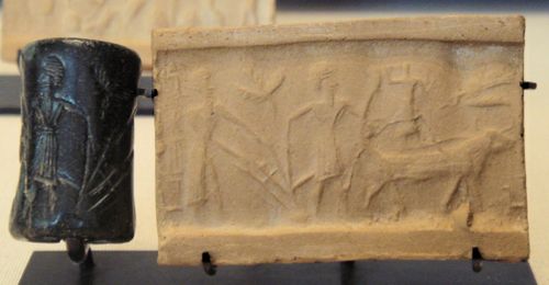 Akkadian seal depicting an agricultural scene. Louvre Museum