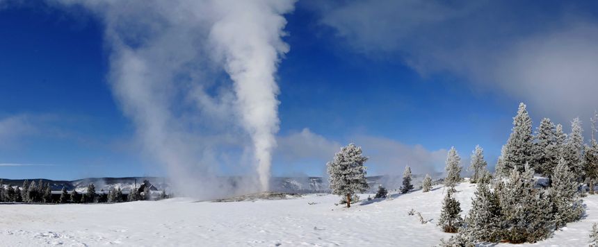 Old Faithful Geyser Winter