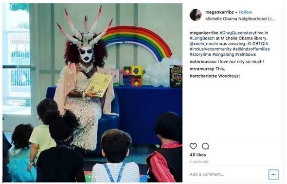 Drag-queen demon reads to kids at Michelle Obama Library