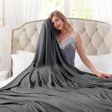 DANGTOP Cooling Blankets for Hot Sleepers, 100% Rayon Absorbs Body Heat to Keep Cool on Warm Night, Ultra-Cool Lightweight Blanket(90x108 inches, Dark Grey)