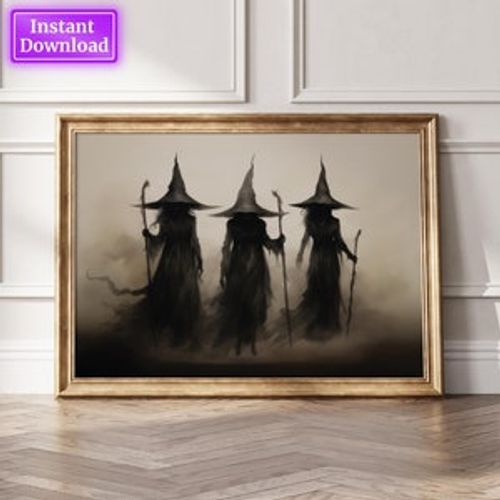 Witchy Decor Halloween Wall Art Printable Vintage Witch Halloween Rustic Halloween Decor Vintage Halloween Painting Vintage Witch Wall Art