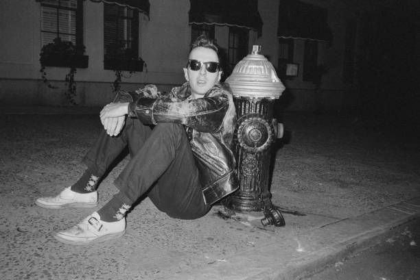 British singer Joe Strummer of punk band The Clash in New York, 1983.