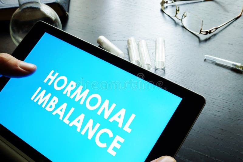 Hormonal imbalance sign on a tablet. Hormonal imbalance sign on a tablet.