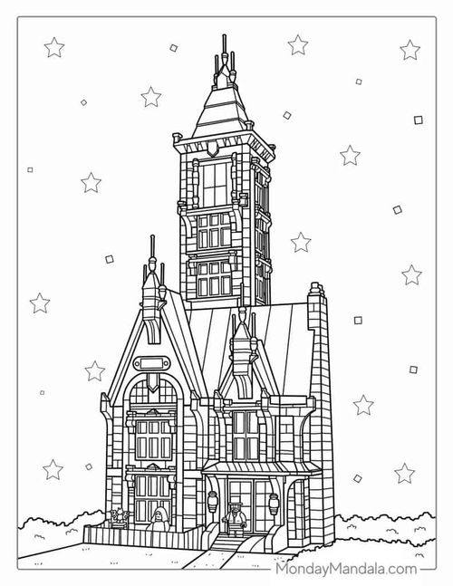 Lego Haunted House Coloring Page For Kids