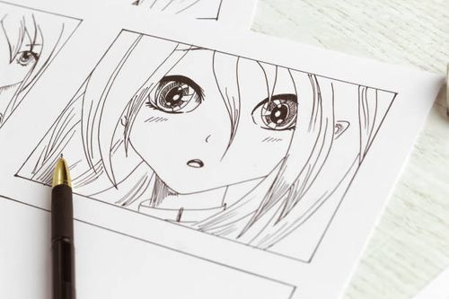 Drawings of anime characters on the desktop. Comic book storyboard. Manga style. Drawings of anime characters on the desktop. Comic book storyboard. Manga style. anime drawings in pencil stock pictures, royalty-free photos & images