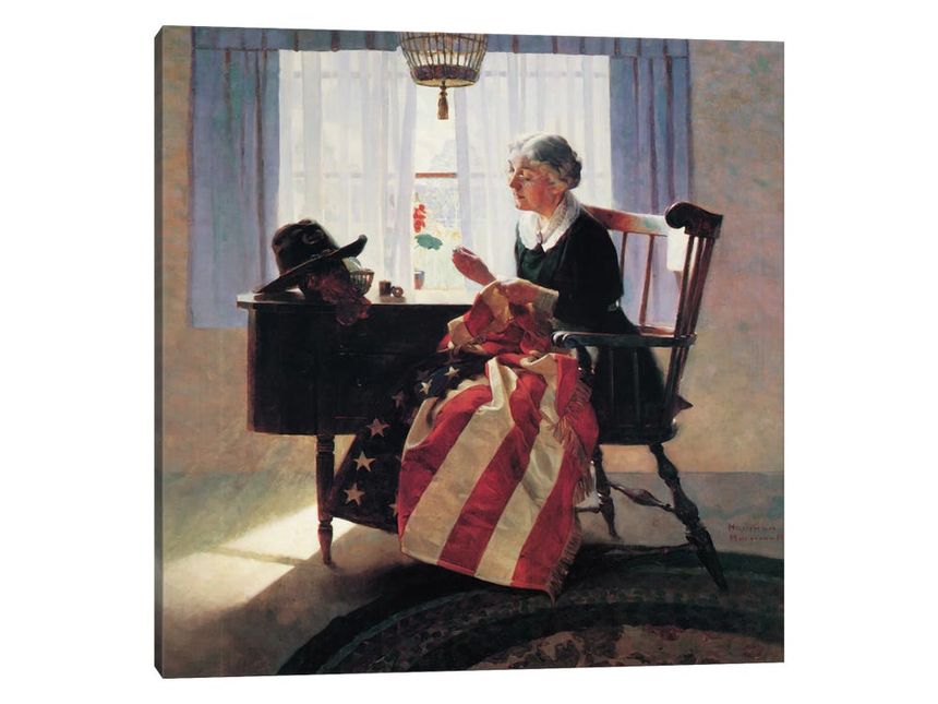 Mending The Flag by Norman Rockwell canvas print