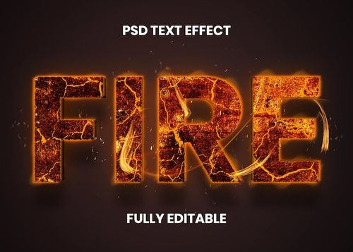 PSD fire text effect with burning letters