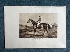 Winner of the First  Grand National,  LOTTERY,  Jem Mason Up,   vintage 1941 print