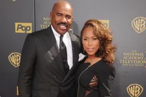 Steve Harvey and Marjorie Harvey arrive at the 42nd Annual Daytime Emmy Awards at Warner Bros. Studios on April 26,