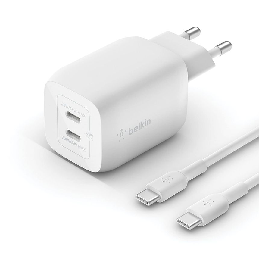 Cargador de pared a USB-c doble 45w + 20w con cable