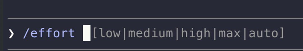 Claude Code /effort 指令，可選 low、medium、high、max、auto