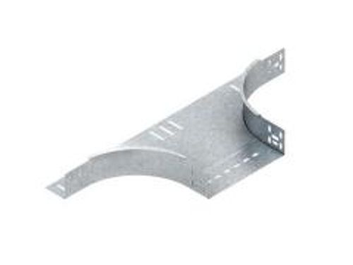 Extension Tee with unperforated side profiles, but with connector perforations, with integrated splice plates