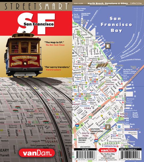 StreetSmart San Francisco Map by VanDam – Laminated pocket size City Street map to SF, CA with all attractions, sights, museu