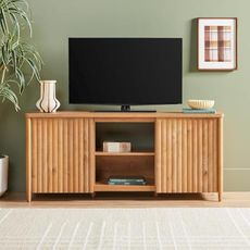 Scandinavian Reeded TV Stand with Storage for up to 70" TV English Oak