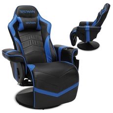 RESPAWN 900 Console Gaming Recliner with Footrest and Lumbar Support - Comfortable Ergonomic Gaming Chair with Headrest, No Wheels, Reclining, Heavy Duty, Racing Style Video Game Chairs - Blue