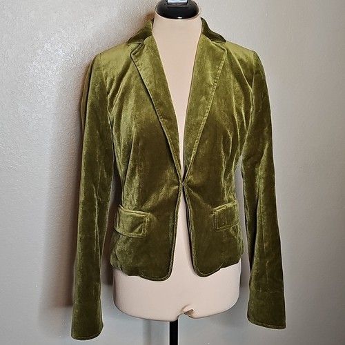 J. Crew Women's Olive Green Velvet Blazer Jacket