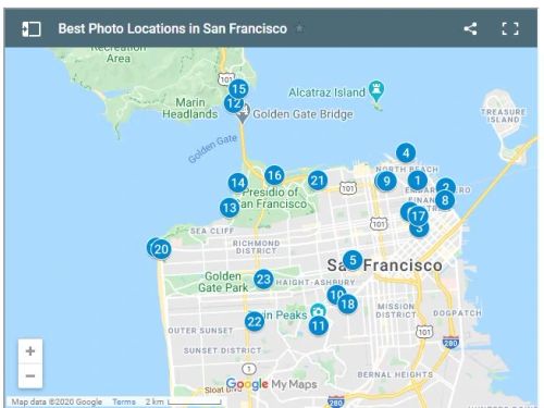 Map of Best San Francisco Photo Locations