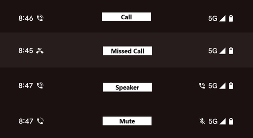 Call icons on Android Status Bar