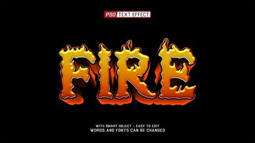 PSD fiery fire text effect