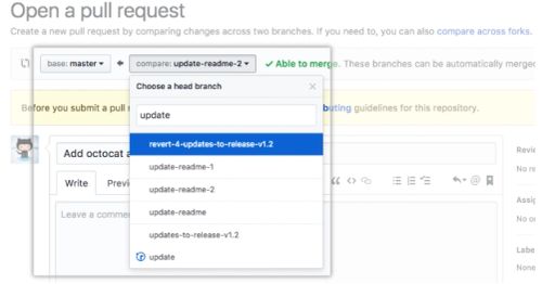 Image of Pull Request example from GitHub