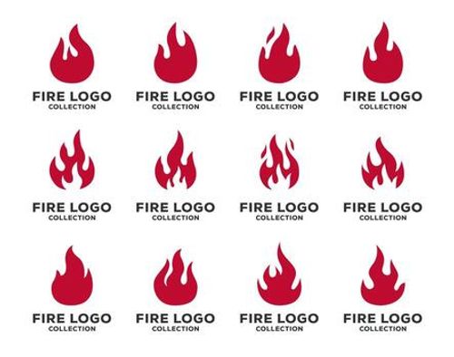 Fire logo collection, set of various flame symbols. suitable for use as food business logos such as bbq, grill, hot and others. vector