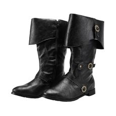 Pirate Carnival Vintage Boots - Medieval Warrior Cosplay Footwear, Renaissance Noble Long Boots for Outdoor Market & Faire Black