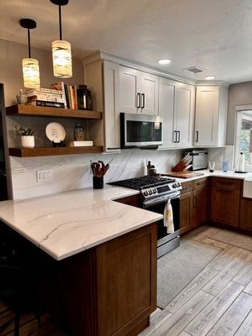 The Home Depot Design Center - New two tone cabinets (painted uppers, stained lowers) - San Diego, CA