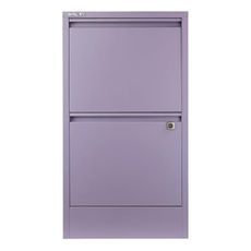 Bisley 2-Drawer Flush Front Vertical File Cabinet - Lilac, 2 Hanging File Drawers, Powder-Coated Steel, Locking Drawers