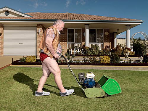 man mowing lawn - lawn care stock pictures, royalty-free photos & images