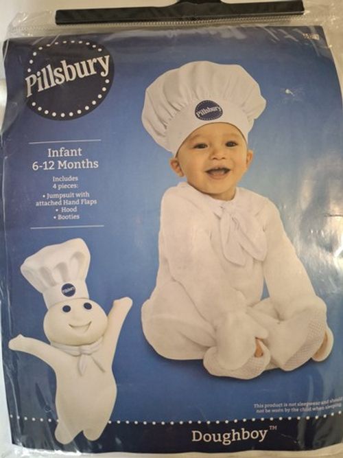 NEW Pillsbury Doughboy Halloween Costume, Size 6-12 Months Infant Outfit - Picture 1 of 4