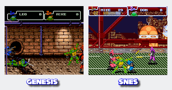 Sega-16 – Side by Side: TMNT Beat-‘Em-Ups (Genesis vs. SNES)