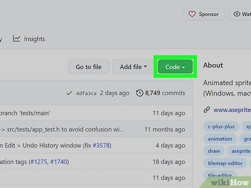 Step 2 Click the green Code button on the right.