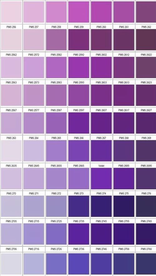 the color chart for different shades of purple