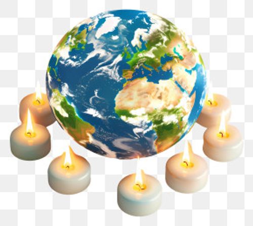 Earth Hour - Earth Surrounded By Candles Illustration PNG